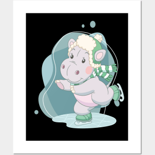 Cute and Smart Cookie Sweet hippo ice skating hippopotamus cute baby outfit Posters and Art